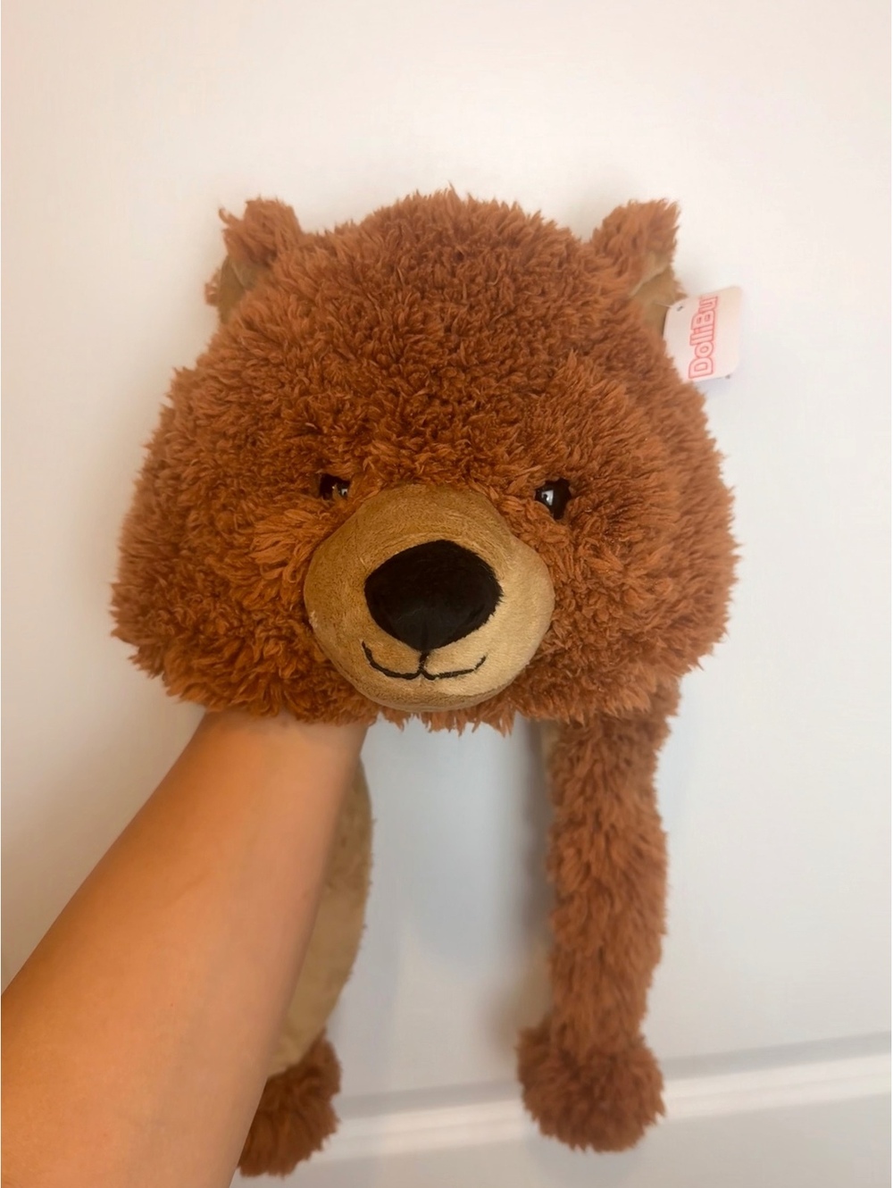 DolliBu Plush Grizzly Bear Hat Teddy Bear Ear Flap Beanie Halloween One Size